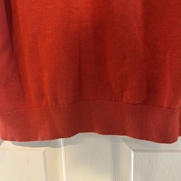 New Izod Burnt Orange Pullover V-neck Sweater Soft Stretch Business Casual XL - Picture 7 of 9